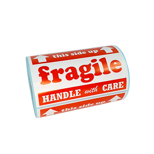 1 Roll Large FRAGILE, HANDLE WITH CARE, KEEP DRY Sticker 152mm x 102mm 500 Pcs