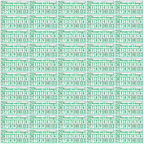 20mm x 10mm Destructible Warranty Stickers Green