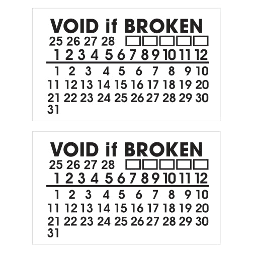 25mm x 15mm Destructible Warranty Stickers Black