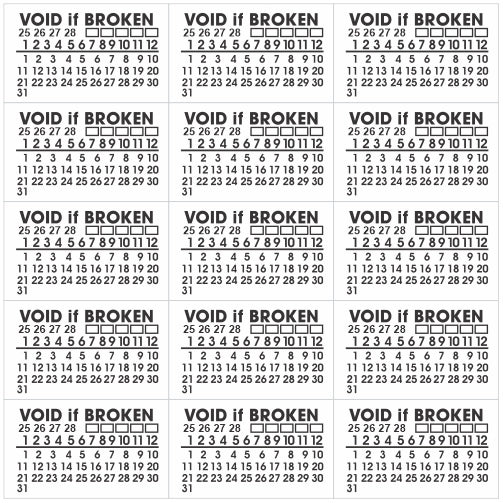 25mm x 15mm Destructible Warranty Stickers Black