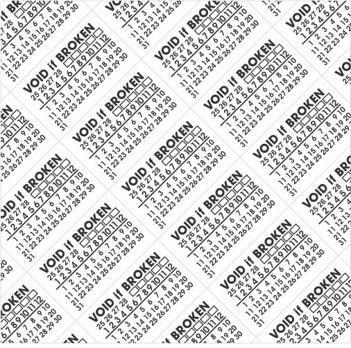 25mm x 15mm Destructible Warranty Stickers Black