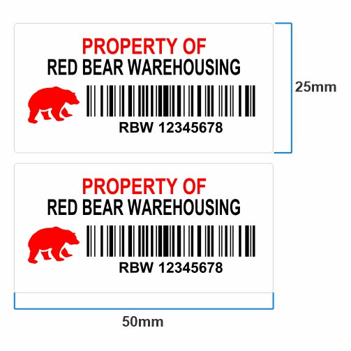 50mm x 25mm Vinyl Waterproof Sticker