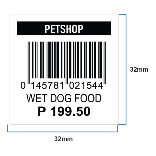 32mm x 32mm Satin Price Tag Barcode Stickers