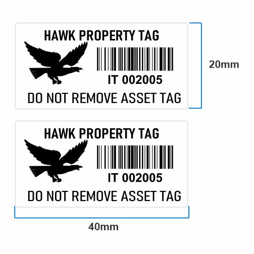 40mm x 20mm Property Tag Vinyl Waterproof Sticker