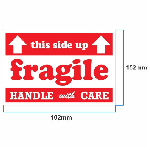 1 Roll Large FRAGILE, HANDLE WITH CARE, KEEP DRY Sticker 152mm x 102mm 500 Pcs