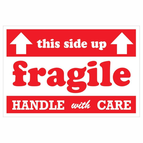 1 Roll Large FRAGILE, HANDLE WITH CARE, KEEP DRY Sticker 152mm x 102mm 500 Pcs