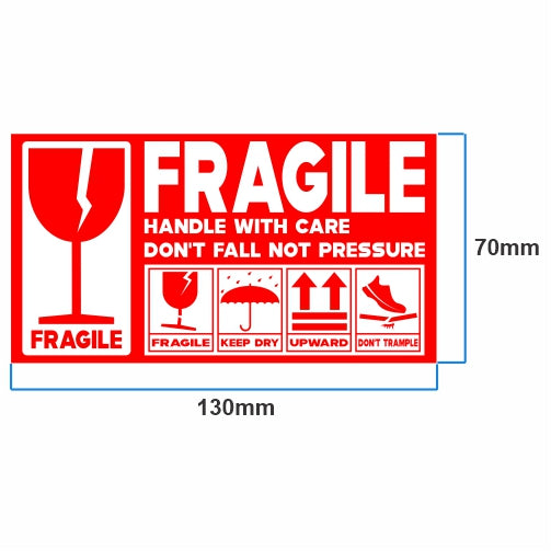 1 Roll Medium FRAGILE, HANDLE WITH CARE, KEEP DRY Sticker 90mm x 50mm 500 Pcs