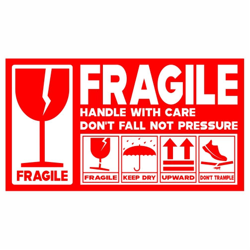 1 Roll Medium FRAGILE, HANDLE WITH CARE, KEEP DRY Sticker 90mm x 50mm 500 Pcs