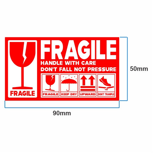 1 Roll Small FRAGILE, HANDLE WITH CARE, KEEP DRY Sticker 90mm x 50mm 500 Pcs
