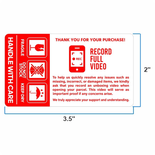 1 Roll Reminders FRAGILE, HANDLE WITH CARE, KEEP DRY Sticker 3.5 x 2 500 Pcs