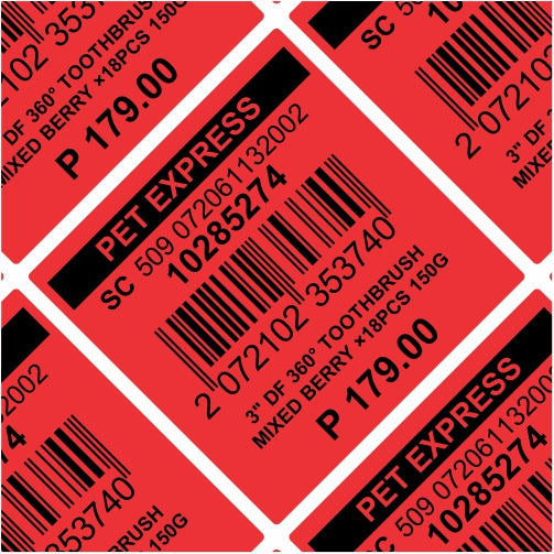 32mm x 32mm Satin RED PET Express Price Tag Barcode Stickers