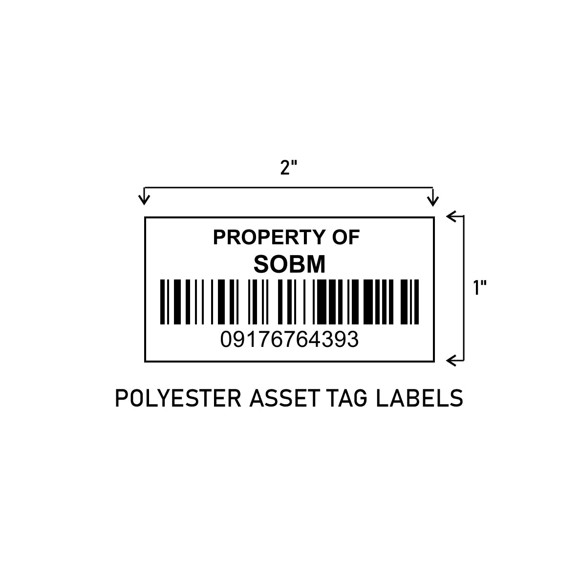 2" (W) x 1" (H) Printed Property Tag Sticker Label