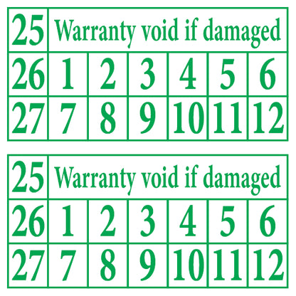 20mm x 10mm Destructible Warranty Stickers Green
