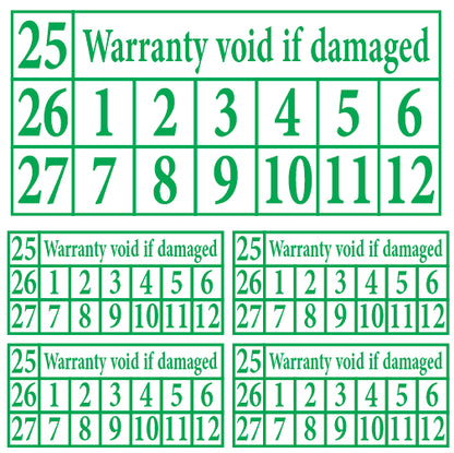 20mm x 10mm Destructible Warranty Stickers Green