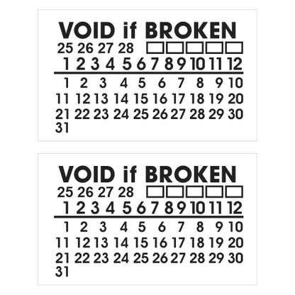 25mm x 15mm Destructible Warranty Stickers Black