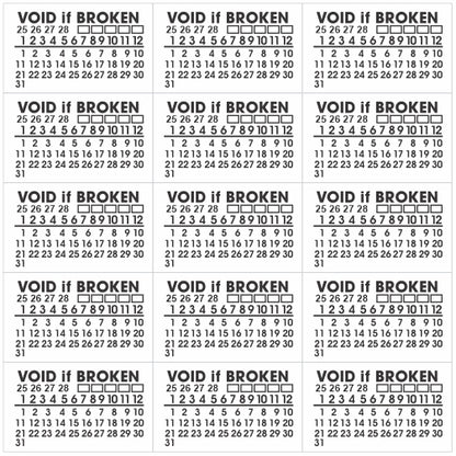 25mm x 15mm Destructible Warranty Stickers Black