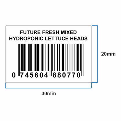 30mm x 20mm Waterproof Barcode Stickers Labels