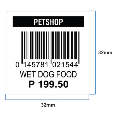 32mm x 32mm Satin Price Tag Barcode Stickers